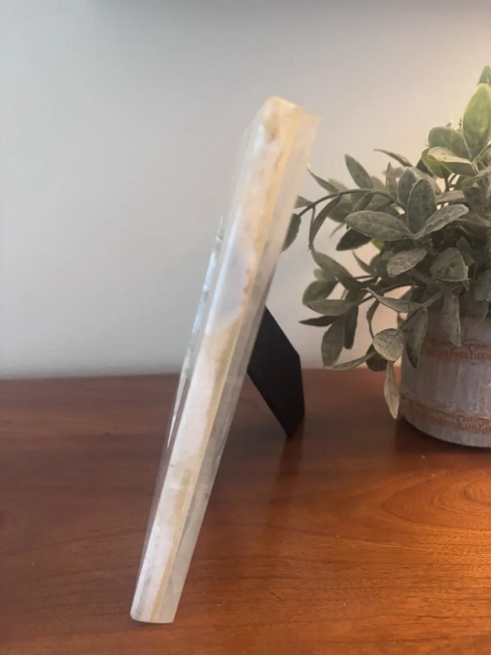NWT Arhaus White Agate Picture Photo Frame 4x4 Photo Kickstand Heavy